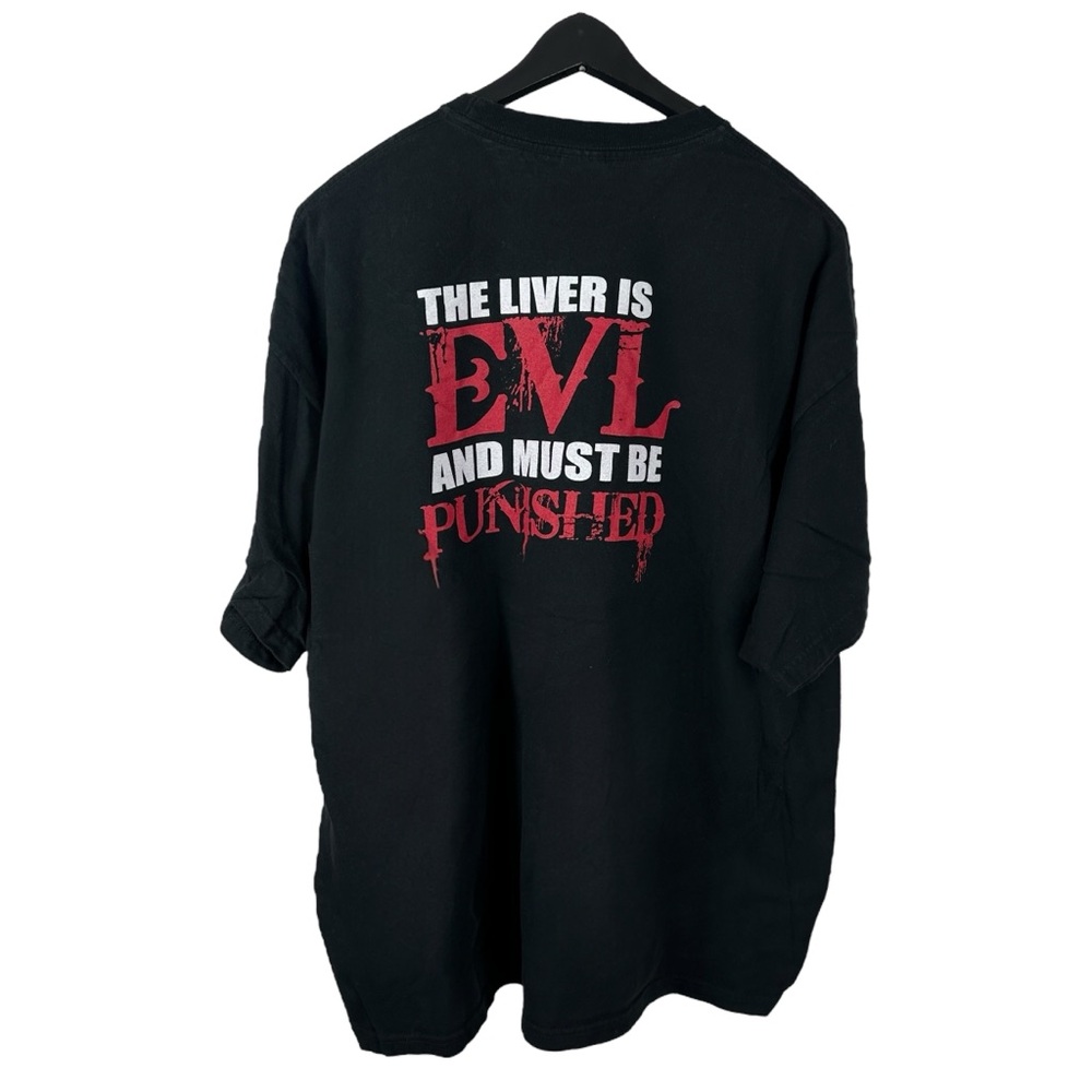 Vintage 90s The Liver Is Evil & Must Be Punished Drinking Bar Shirt Size 2XL